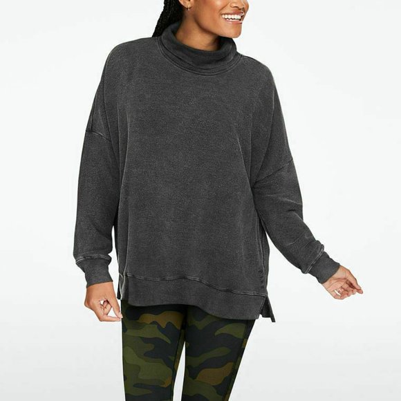 PINK Victoria's Secret Women Oversized Cowl Neck Pullover Sweater Washed Gray S - Picture 1 of 8